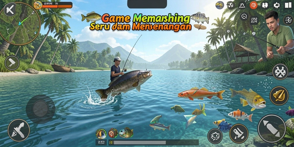 Tampilan gameplay CERI123 dengan memancing yang seru.