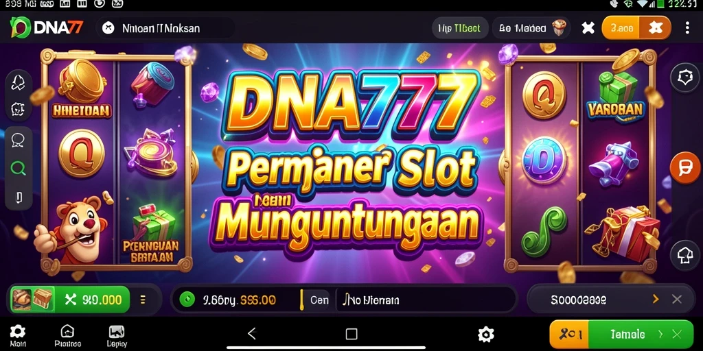 Screenshot gameplay menarik dari DNA777 dengan simbol slot yang berkilau.