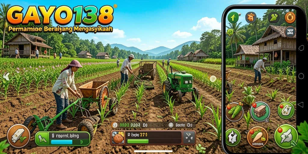 Screenshot GAYO138 menampilkan pertanian yang indah dan gameplay seru.