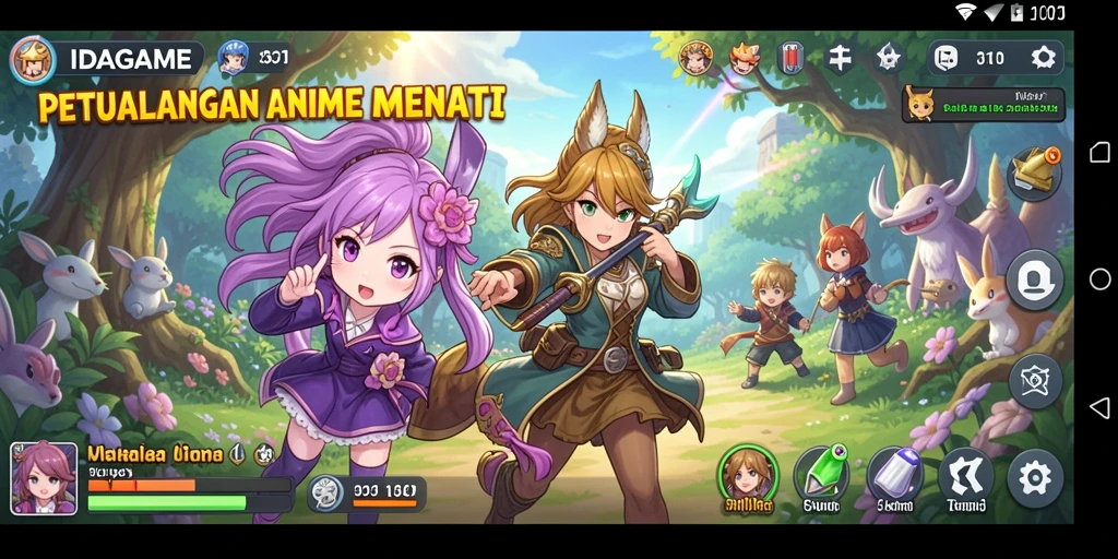 Screenshot menampilkan aksi seru karakter dalam game Anime.