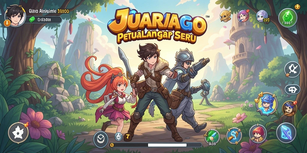 Tampilan gameplay JUARAGO yang penuh aksi dan warna.
