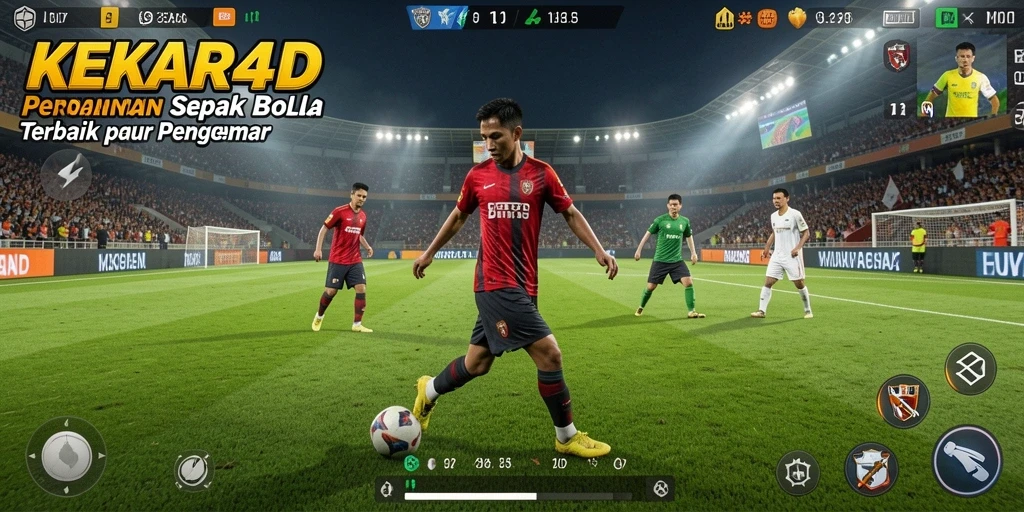 Tampilan gameplay menarik dari KEKAR4D dengan aksi sepak bola yang intens.