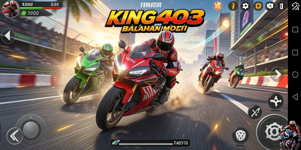 Tampilan menarik dari gameplay balapan motor KING403.