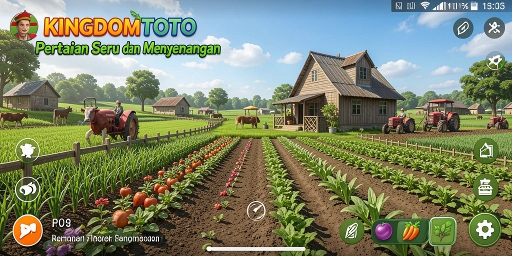 Tampilan pertanian yang subur dan aktif dari KINGDOMTOTO.