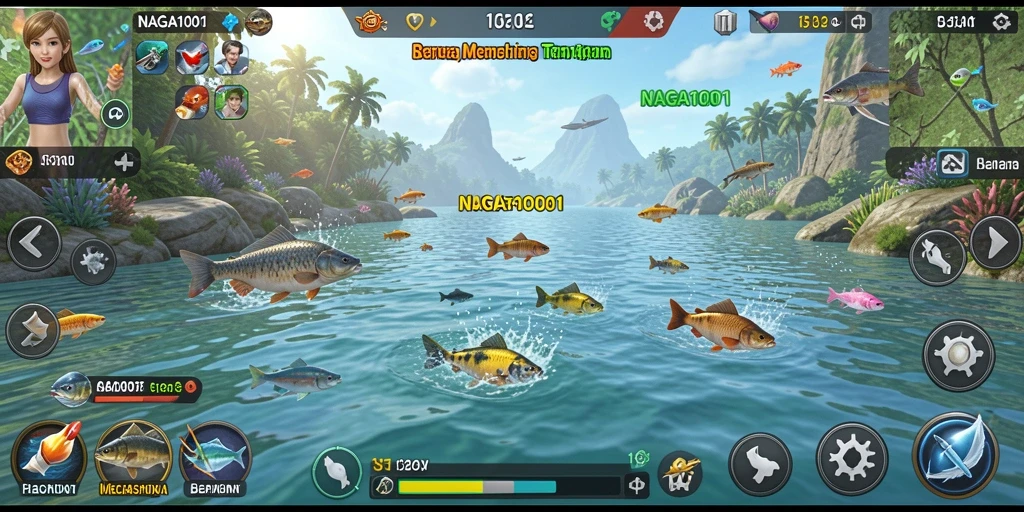 Screenshot gameplay NAGA1001 menunjukkan pengalaman memancing yang seru dan menegangkan.