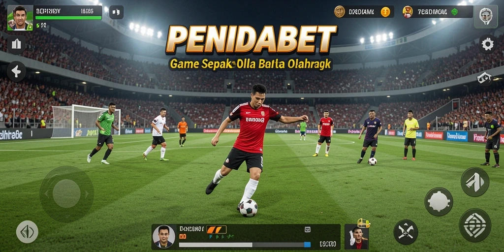 Screenshot dari gameplay PENIDABET yang menunjukkan aksi sepak bola yang mendebarkan.