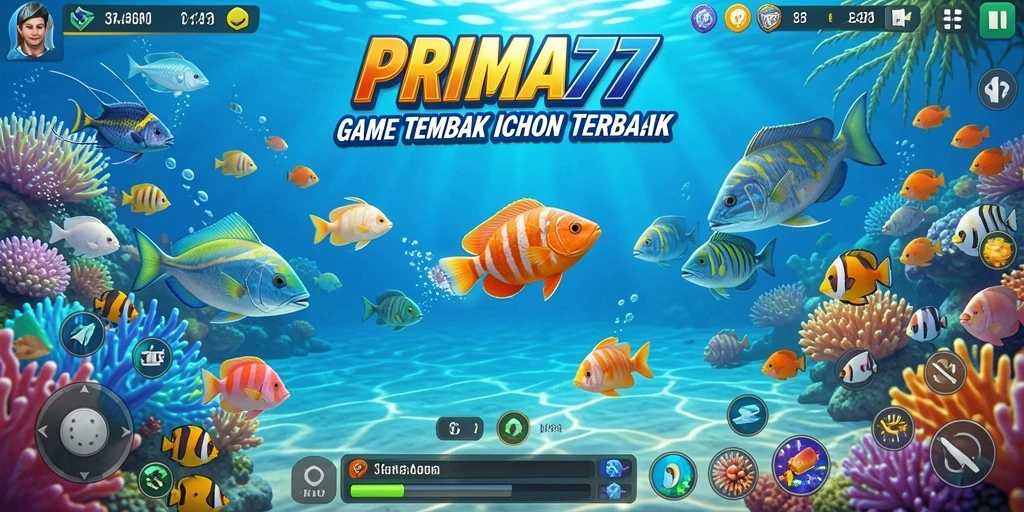 Tampilan gameplay seru di PRIMA77 saat menangkap ikan.