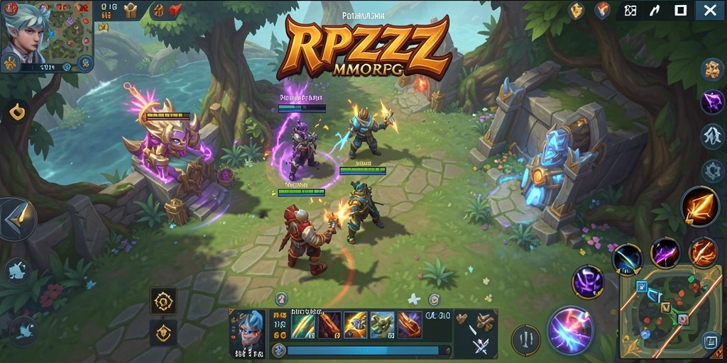 Screenshot gameplay RPZZZ menampilkan aksi seru dalam pertempuran melawan monster.