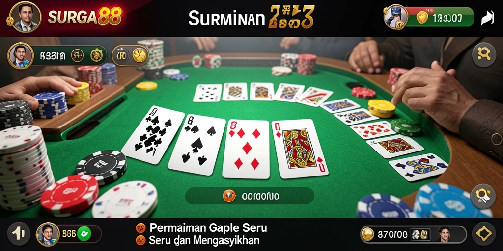 Tampilan menarik gameplay Gaple di SURGA88.