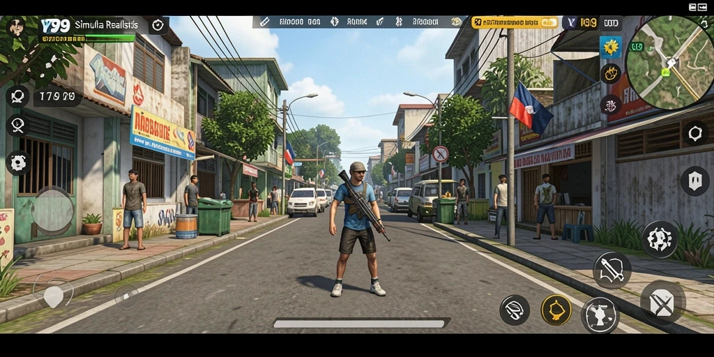Tangkapan layar gameplay Y89 dengan interaksi simulasi yang realistis.
